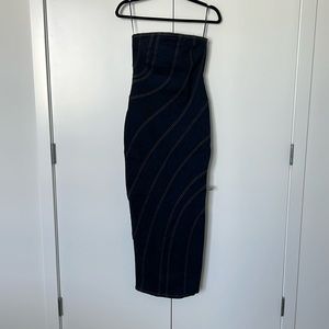 ZARA Strapless Sweetheart Neckline Blue Jean Dress